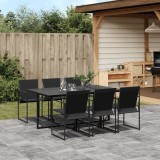 VidaXL Set mobilier de grădină, 7 piese, negru, textilenă
