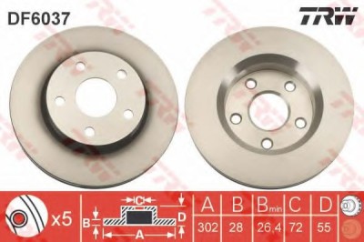Disc frana JEEP WRANGLER III (JK) (2007 - 2016) TRW DF6037 foto