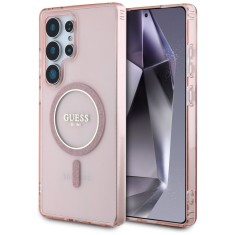 Husa Samsung Galaxy S25 Ultra originala Guess IML Glitter Circle MagSafe, roz, GUHMS25LHFGEREP foto