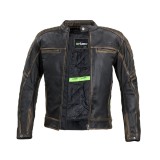 Geaca moto barbati din piele vintage W-TEC Mungelli, protectii CE