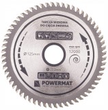 Disc circular Powermat pentru lemn 125 mm, 60 dinti, prindere 22,2 mm TCT
