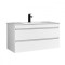 Mască de baie Cube 100 cu chiuvetă ceramică, 2 sertare, vopsită &icirc;n alb lucios