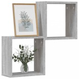 Rafturi Cub Perete vidaXL, 2 buc, Gri Sonoma, 30x15x30 cm - Rafturi Suspendate, Depozitare, Design Modern