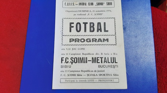 program Soimii Sibiu - Metalul Buc.