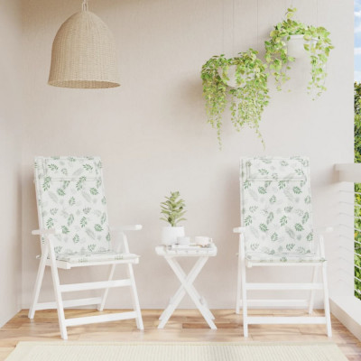 vidaXL Perne de scaun spătar &amp;icirc;nalt, 2 buc, model frunze, textil Oxford foto