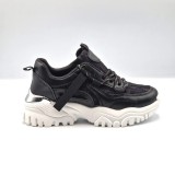 Sneakers Dama Negri Low-Top cu Insertii Stralucitoare, Brant Confortabil, Talpa 5cm. Marimi: 36, 37, 38, 39, 40, 41