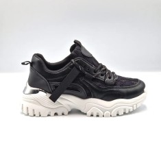 Sneakers dama low-top, Negru - 36