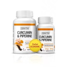 Pachet Curcumin si Piperine, 60 + 30 capsule, Zenyth