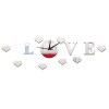 Ceas decorativ de perete, Love, Oglinda acrilica, 50 cm, LK-13