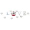 Ceas decorativ de perete, Love, Oglinda acrilica, 50 cm, LK-13