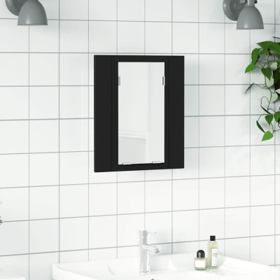 vidaXL Dulap de baie cu oglindă &amp;amp; LED, negru, 40x12x45 cm, acril 804949 foto