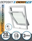 Fereastra mansarda DEPOSKY ENERGY PVC 3 sticle, maner jos