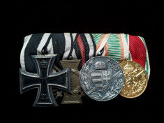 Bareta WW1 Germania, Ungaria, Crucea de Fier, 4 decoratii medalii vechi, medalie foto