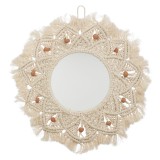 Oglinda de perete cu macrame, bej, 45 cm