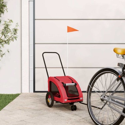 vidaXL Remorcă de bicicletă animale companie, roșu, textil oxford/fier 93971 foto