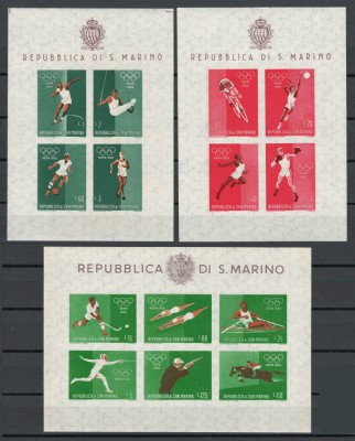San Marino 1960 Mi 667/80 bl 5/7 - JO Roma, sport foto