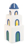 Cumpara ieftin Casuta Greceasca decorativa ceramica multicolora cu leduri 8,4x8,4x20,5h
