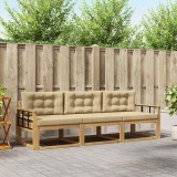 vidaXL Set de canapele de exterior cu pernă 3 pcs Alb și Bej Poliester 3386002