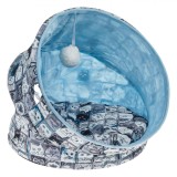 Pat Rotund Pisici, Model Figuri de Pisici, Pernă Moale, Gri Bleu, 40x40cm, Bilă Suspendată