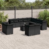 vidaXL Set mobilier de grădină cu perne, 14 piese, negru, poliratan 3218555