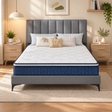 VASAGLE Saltea 140x200 cm cu sistem hibrid din spuma si arcuri individuale, Memory Gel pentru confort termic, 7 zone de sustinere, margini ranforsate,