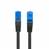 Cablu ecranat S FTP, Lanberg 42468, cat.6A, mufat 2xRJ45, lungime 1m, AWG 26, 500 MHz, de legatura retea, ethernet, negru