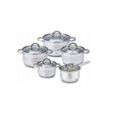 Set 5 oale, din inox, cu capac, manere argintii 16/18/20/24/16cm, Klausberg