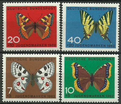 Bundes 1962 - Fluturi, serie neuzata foto