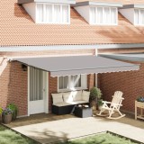 vidaXL Marchiză retractabilă automată cu LED gri deschis 450x350 cm