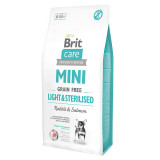 Brit Care Mini Light &amp; Sterilised, XS-S, Iepure, hrană uscată fără cereale c&acirc;ini sterilizați, 7kg