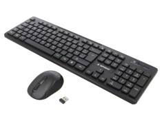 Kit de Birou Wireless Slim USB Negru DE Layout foto