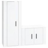 Cumpara ieftin Set dulap TV, 2 piese, alb extralucios, lemn prelucrat