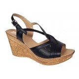 Sandale dama negre din piele naturala cu platforme de 8cm BVS45N