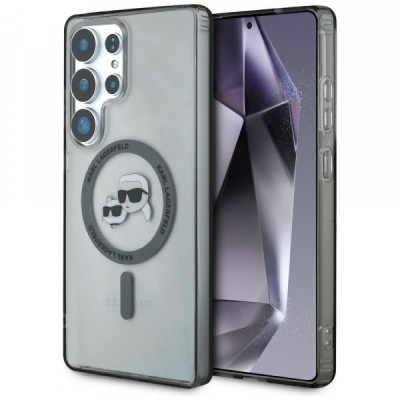 Husa MagSafe pentru Samsung Galaxy S25 Ultra S938, Karl Lagerfeld, IML Metal Karl &amp;amp; Choupette&amp;#039;s Heads, Neagra foto