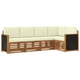 vidaXL Set canapea sectională cu pernă 4 pcs Natural și Crem 3384341