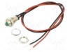 Lampă LED convexă verde 2,1VDC &Oslash;8mm BIVAR