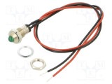 Lampă LED convexă verde 2,1VDC &Oslash;8mm BIVAR