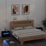 Gossi noptiere cu led-uri, 2 buc., negru, 60x35x40 cm