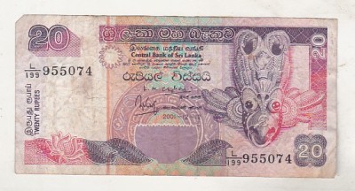 bnk bn Sri Lanka 20 rupii 2001 uzata foto
