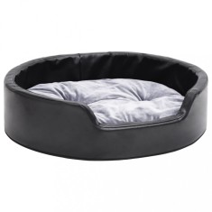 Pat pentru caini, negru/gri, 69x59x19 cm, plus/piele ecologica