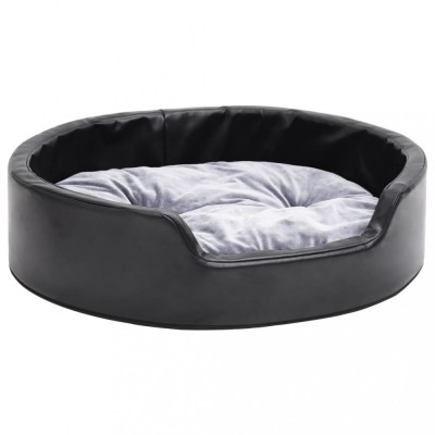 Pat pentru caini, negru/gri, 69x59x19 cm, plus/piele ecologica foto