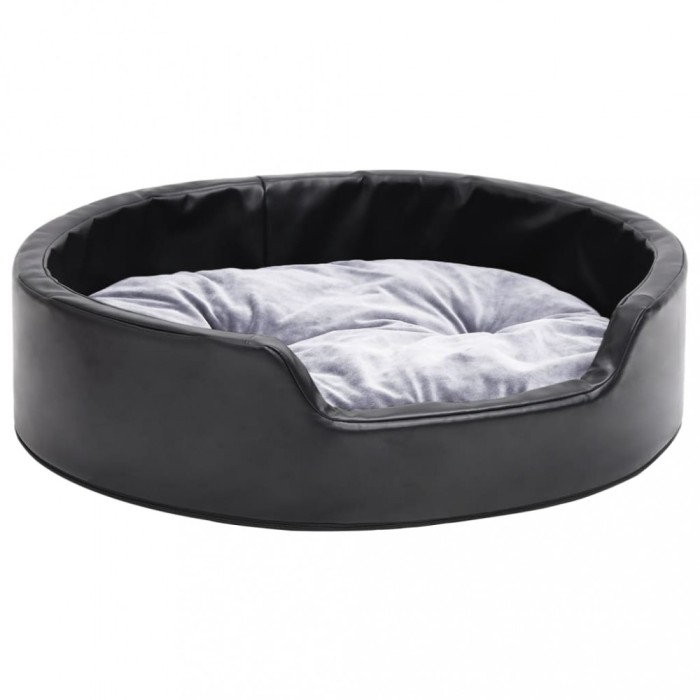 Pat pentru caini, negru/gri, 69x59x19 cm, plus/piele ecologica