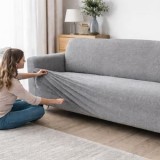 Husă elastică pentru canapea, 4 locuri, Gri, 220-270 cm, CMCLASS