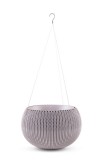 CURVER. Ghiveci mic suspendat imitatie impletitura crosetata violet COZIES S