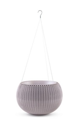 CURVER. Ghiveci mic suspendat imitatie impletitura crosetata violet COZIES S foto