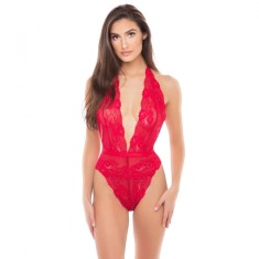 Body din Dantela Plunge in Teddy, Rosu, M/L
