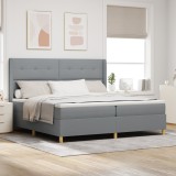 VidaXL Pat cu saltea și arcuri, Gri deschis 200x200 cm, Material textil