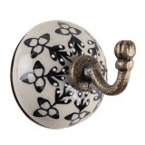 Cuier perete ceramica alba neagra fier cupru &Oslash; 6 x7 cm