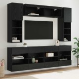 vidaXL Set Dulap pentru Televizor Montat pe Perete 6 pcs Stejar Negru 3402997