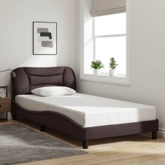 vidaXL Cadru de pat fără saltea, maro &icirc;nchis, 100x200 cm, textil